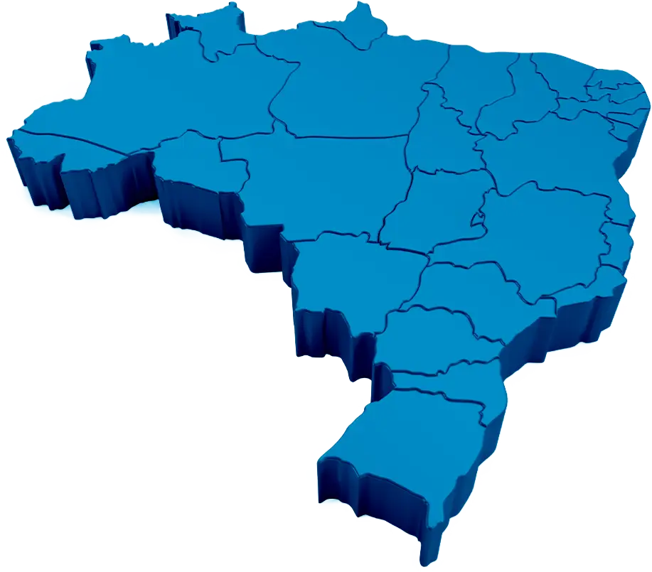 Mapa do Brasil em 3D — presença nacional